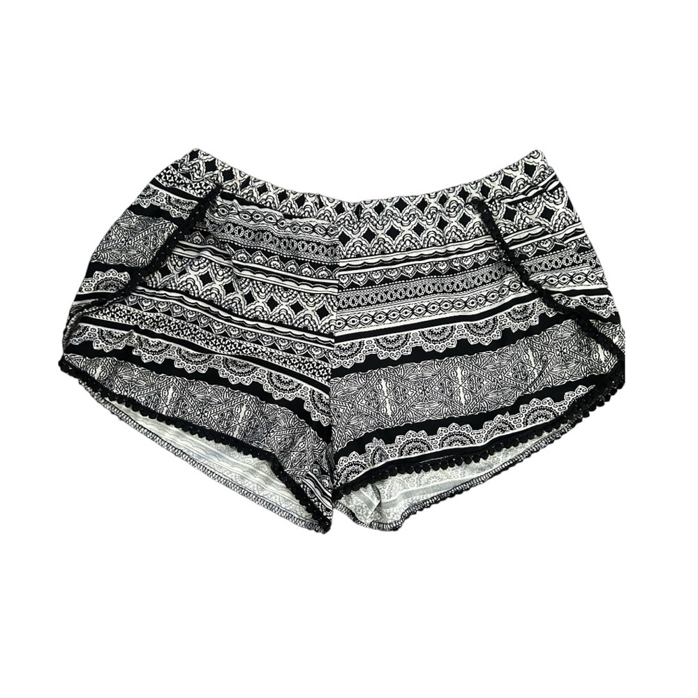 Bohemian Island Black and White Aztec Stretchy Shorts.